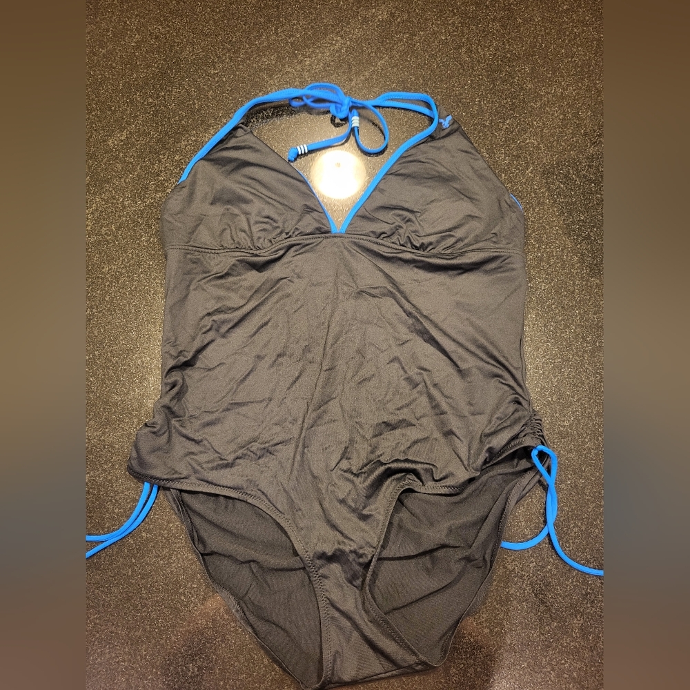 American Eagle Outfitters Black Swimsuit with Blue Trim Size XXL